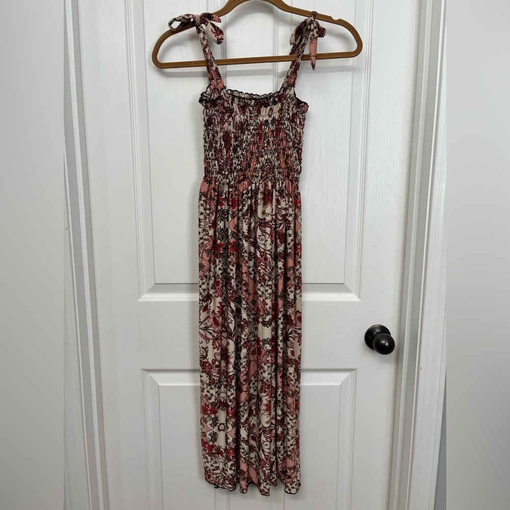 Pink Floral Smocked Maxi Dress | Lildy S-M